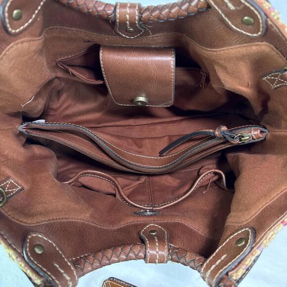 Fossil Hand Bag Lot 2 Bags And 3 Wallets Black Brown Leather Woven READ As Is - Picture 3 of 14